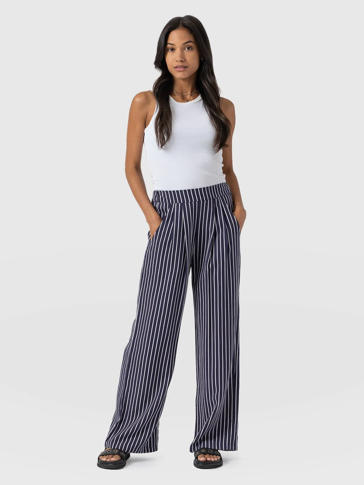 Sloane Pant - Navy Stripe