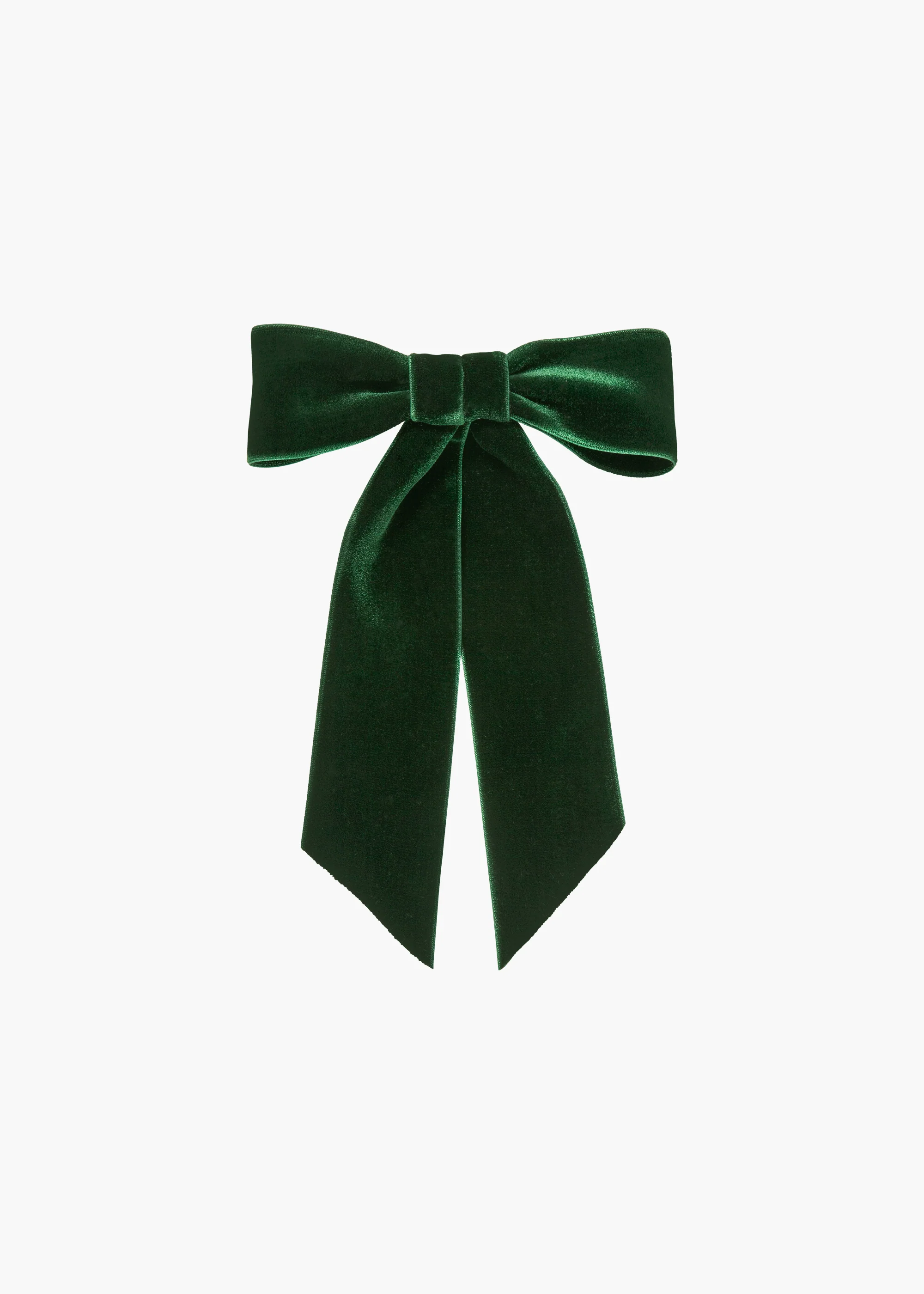 Wide Velvet Bow Barrette -- Emerald