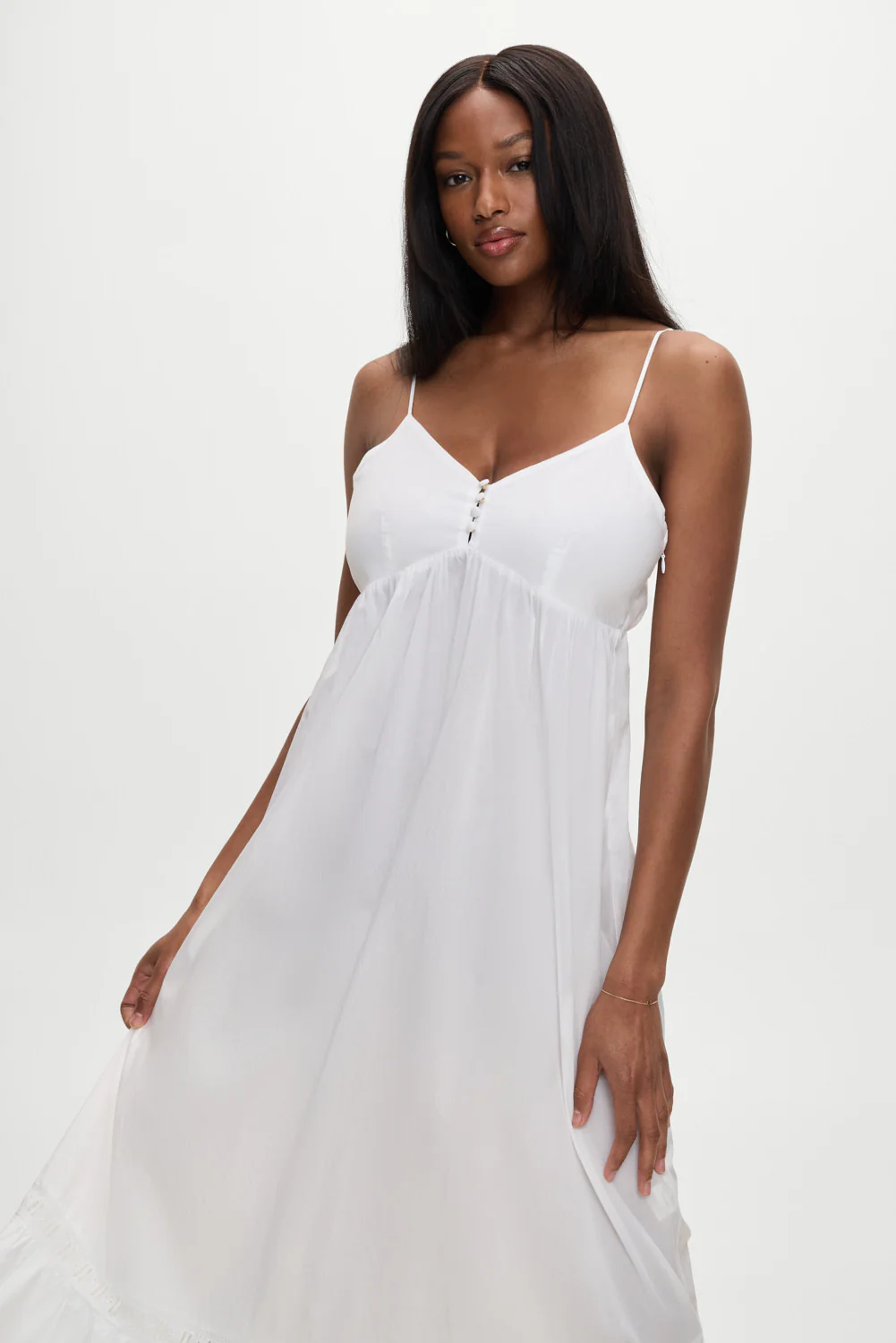 Airy Poplin Midi Dress  - White