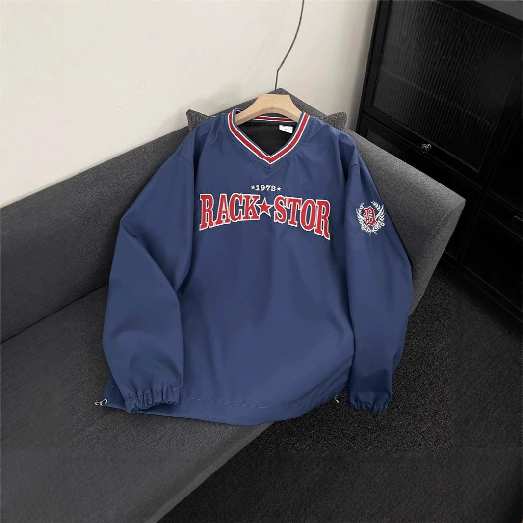 Autumn unisex American high street sportswear hoodie, street hip-hop loose V-neck casual pullover long-sleeved top